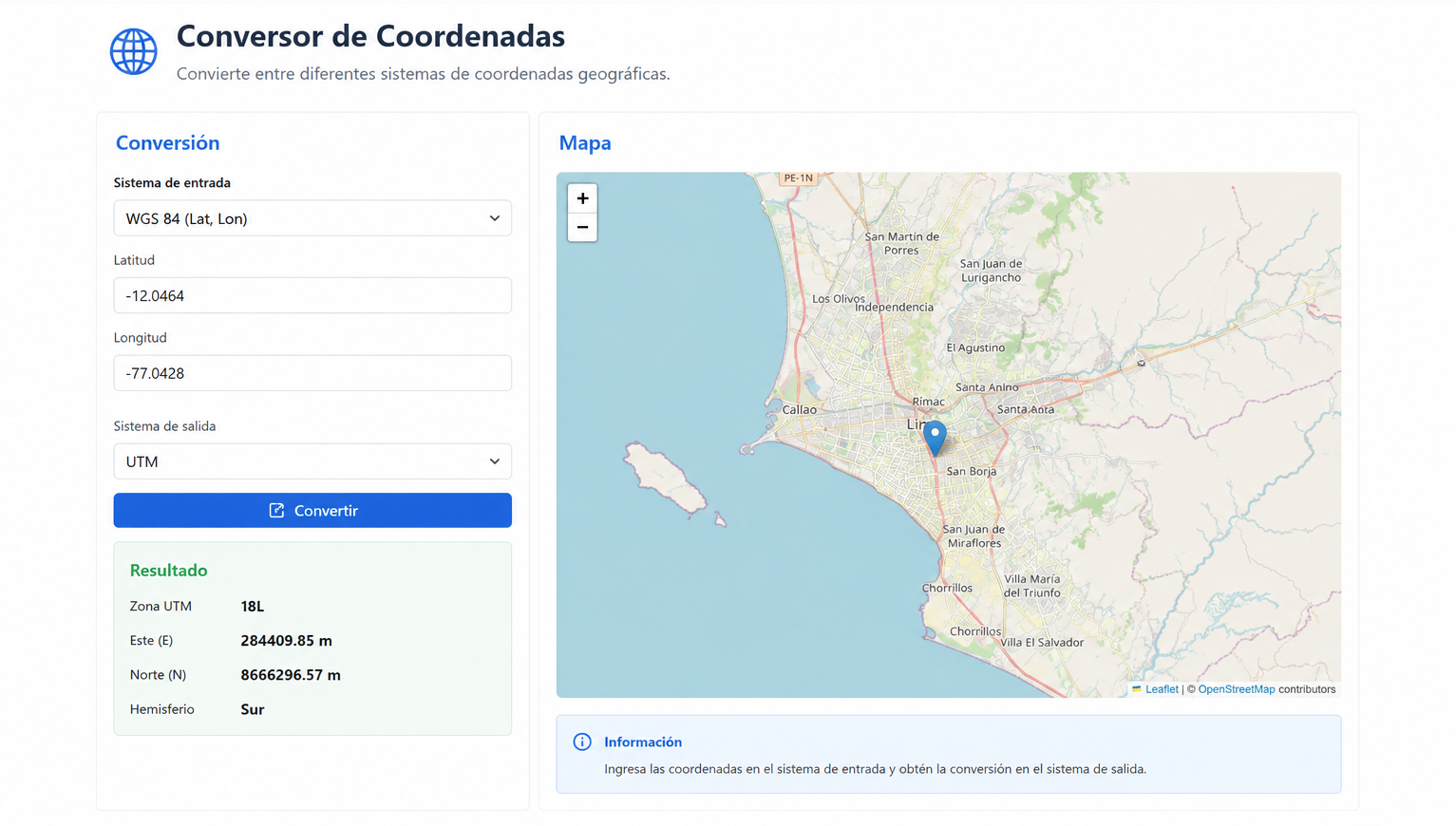 Conversor coordenadas GMS decimal
